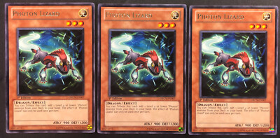 YUGIOH 3x 1st Edition Photon Lizard ORCS-EN007 Rare LP Playset-image