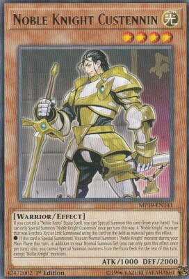 YUGIOH CARD 1 X  NOBLE KNIGHT CUSTENNIN MP19-EN141 1ST EDITION-image