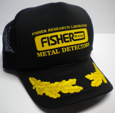 Vintage Fisher M-Scope Metal Detectors Trucker Mesh Gold Leaf Snapback Hat Cap-image