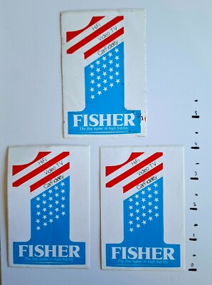 Lot of 3 vintage 80s Fisher audio car fidelity hifi USA #1 sticker vinyl decal-image