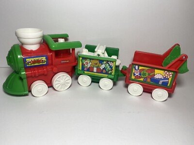 Fisher Price Little People Christmas Train Green Red Car Engine Noise Sound WORK-image