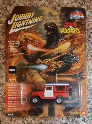 JOHNNY LIGHTNING POP CULTURE GODZILLA 1980 TOYOTA LAND CRUISER WHITE LIGHTNING⚡️-image